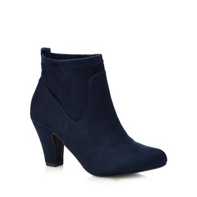 Good for the Sole Navy 'Glenda' stretch mid heeled wide ankle boots
